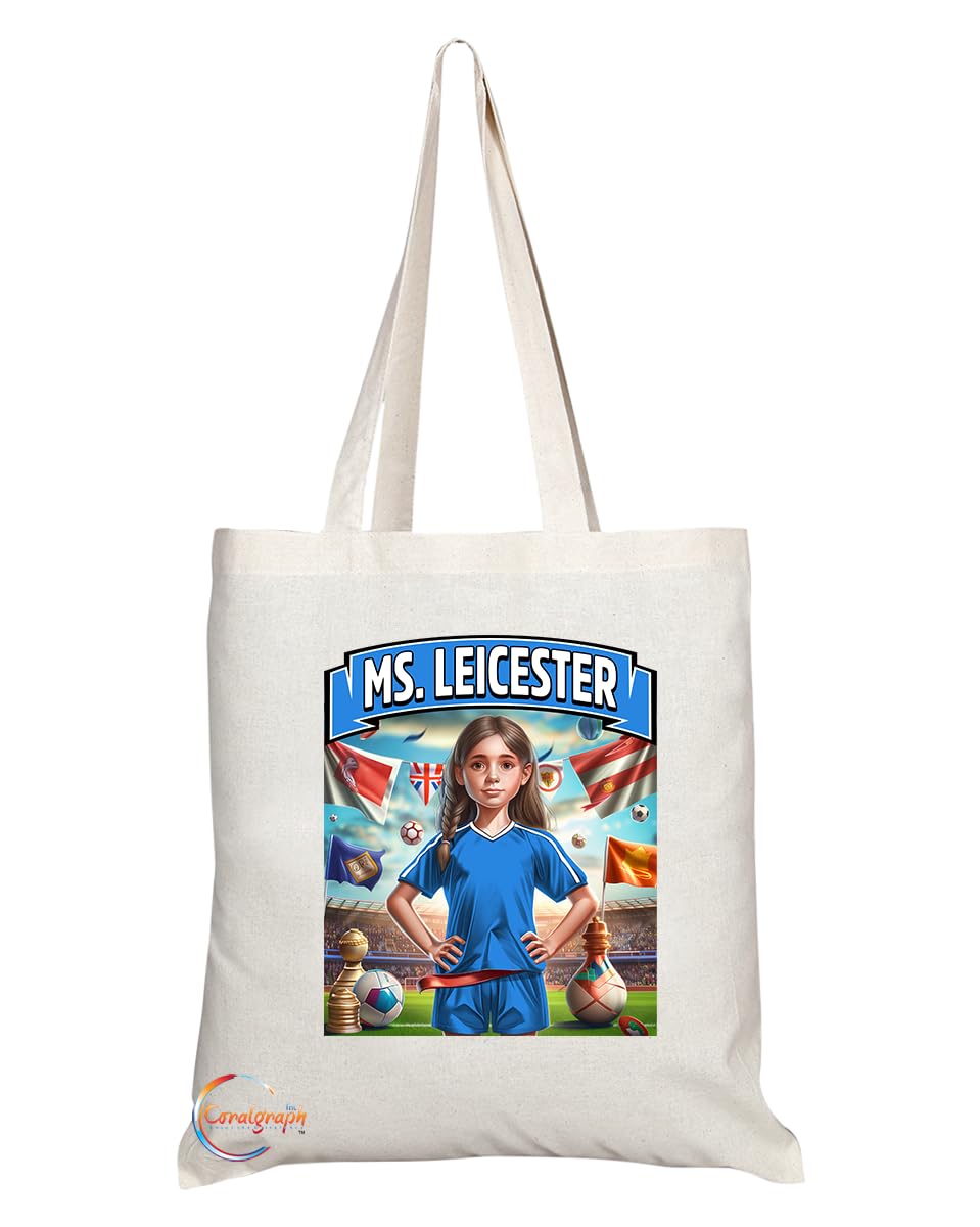 TB1621 Ms Leicester Footie Fan Lady Girl Tote Bag - Eco-Friendly, Stylish, Long Handled, Perfect Novelty Gift by