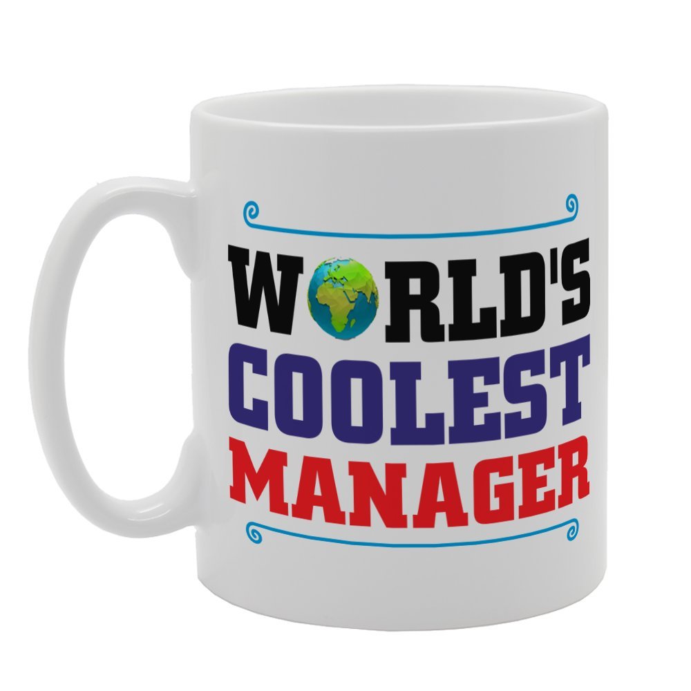 World'S Coolest Manager   Printed Tea Coffee Ceramic  Mg4003 - Funny Printed Coffee Mug - Great Gift Idea