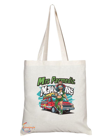 TB1892 Mrs Paramedic Tote Bag - Great Gift for Female Paramedics, EMTs, First Responders - Durable, Stylish, Eco-Friendly, Reusable, Spacious, and Lightweight