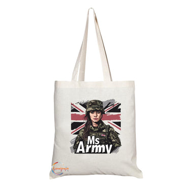 TB1748 Ms Army Tote Bag - Great for Female Soldiers, Military Personnel, Veterans - Sustainable, Stylish, Long Handled, Durable and Reusable