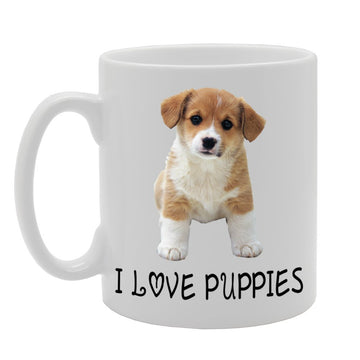 I Love Puppies/Dog Lovers   Printed Tea Coffee Ceramic  Mg515 - Funny Printed Coffee Mug - Great Gift Idea