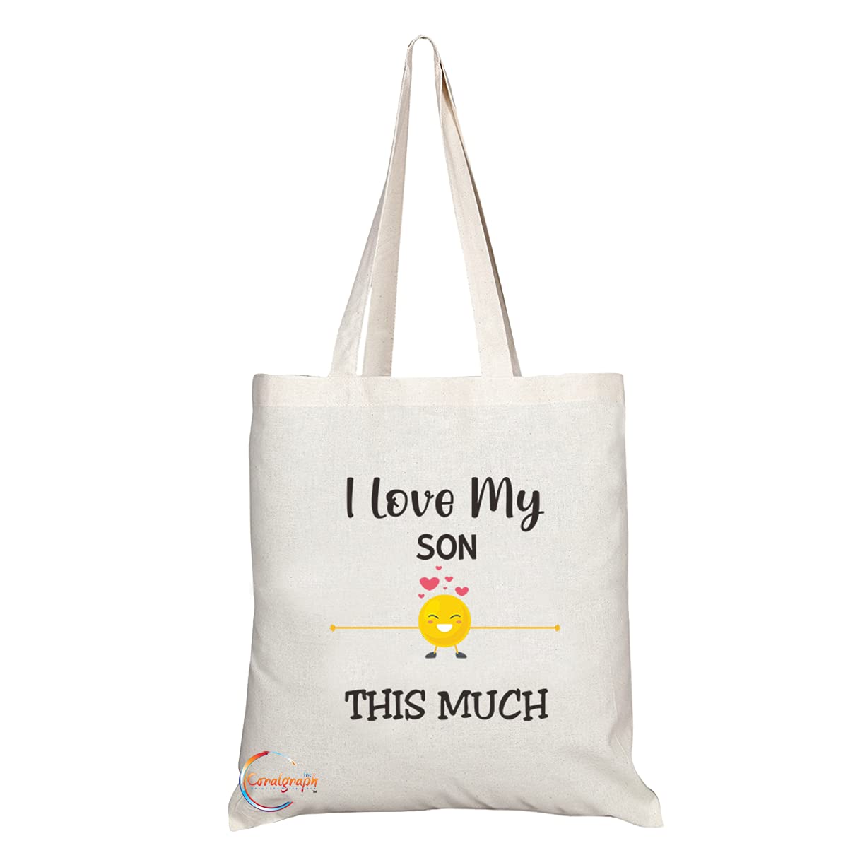 TB1189 Love My Son This Much Novelty Present Gift Printed Eco-Friendly Stylish Long Handled Tote Shoulder Bag