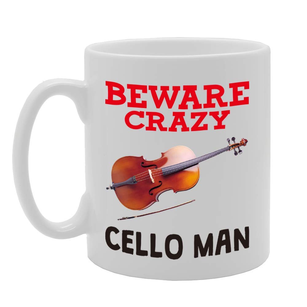 Beware Crazy Cello Man   Printed Tea Coffee Ceramic  Mg4366 - Funny Printed Coffee Mug - Great Gift Idea