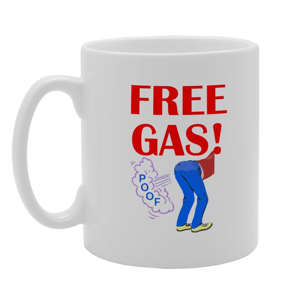Funny Poof Free Gas   Printed Tea Coffee Ceramic  Mg2581 - Funny Printed Coffee Mug - Great Gift Idea