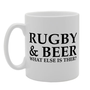 Rugby And Beer What Else Is There   Printed Tea Coffee Ceramic  Mg2070 - Funny Printed Coffee Mug - Great Gift Idea