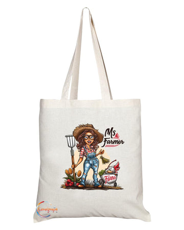 TB1863 Ms Farmer Tote Bag - Gift for Female Farmers, Agricultural Workers, Farming Enthusiasts - Durable, Stylish, Eco-Friendly, Reusable, Spacious, and Lightweight