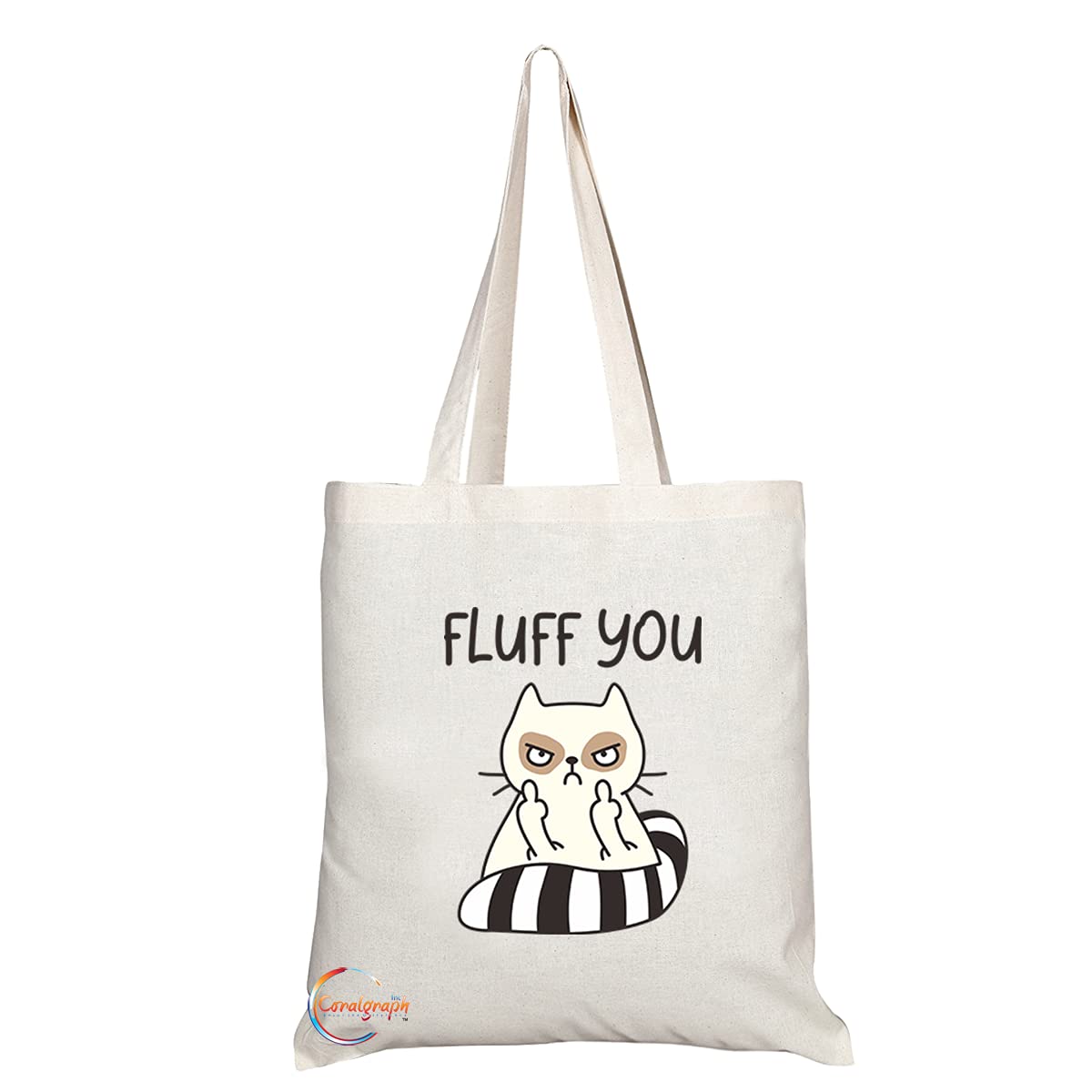 TB1121 Fluff You Novelty Present Gift Printed Eco-Friendly Stylish Long Handled Tote Shoulder Bag