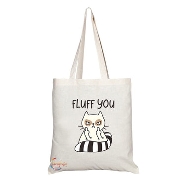 TB1121 Fluff You Novelty Present Gift Printed Eco-Friendly Stylish Long Handled Tote Shoulder Bag