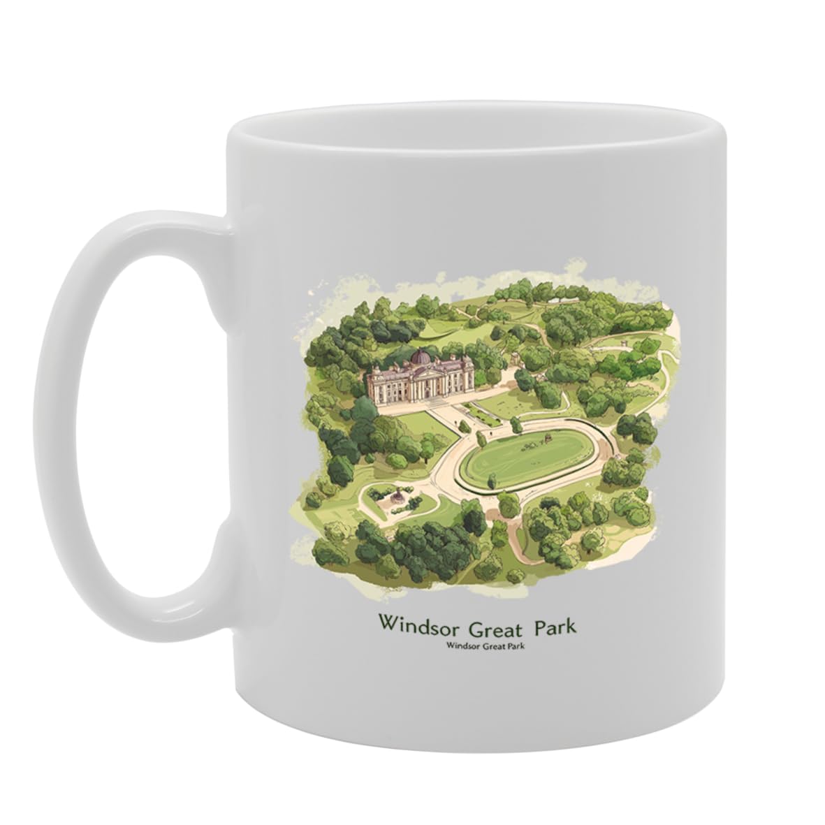 Printed Coffee Ceramic  Featuring Cities And Landmarks In United Kingdom (Windsor Great Park) - Funny Printed Coffee Mug - Great Gift Idea