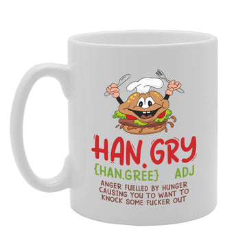 Hangry Funny Dictionary Anger Fuelled By Hunger   Printed Tea Coffee Ceramic  Mg5568 - Funny Printed Coffee Mug - Great Gift Idea