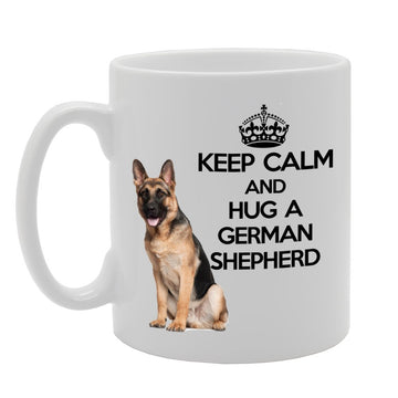 Keep Calm And Hug A German Shephard   Printed Tea Coffee Ceramic  Mg1072 - Funny Printed Coffee Mug - Great Gift Idea