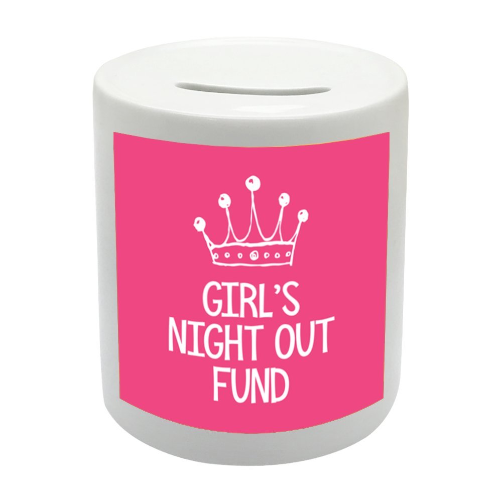 BS052 GIRL'S NIGHT OUT FUND Novelty Gift Printed Ceramic Piggy Bank Money Saving Box