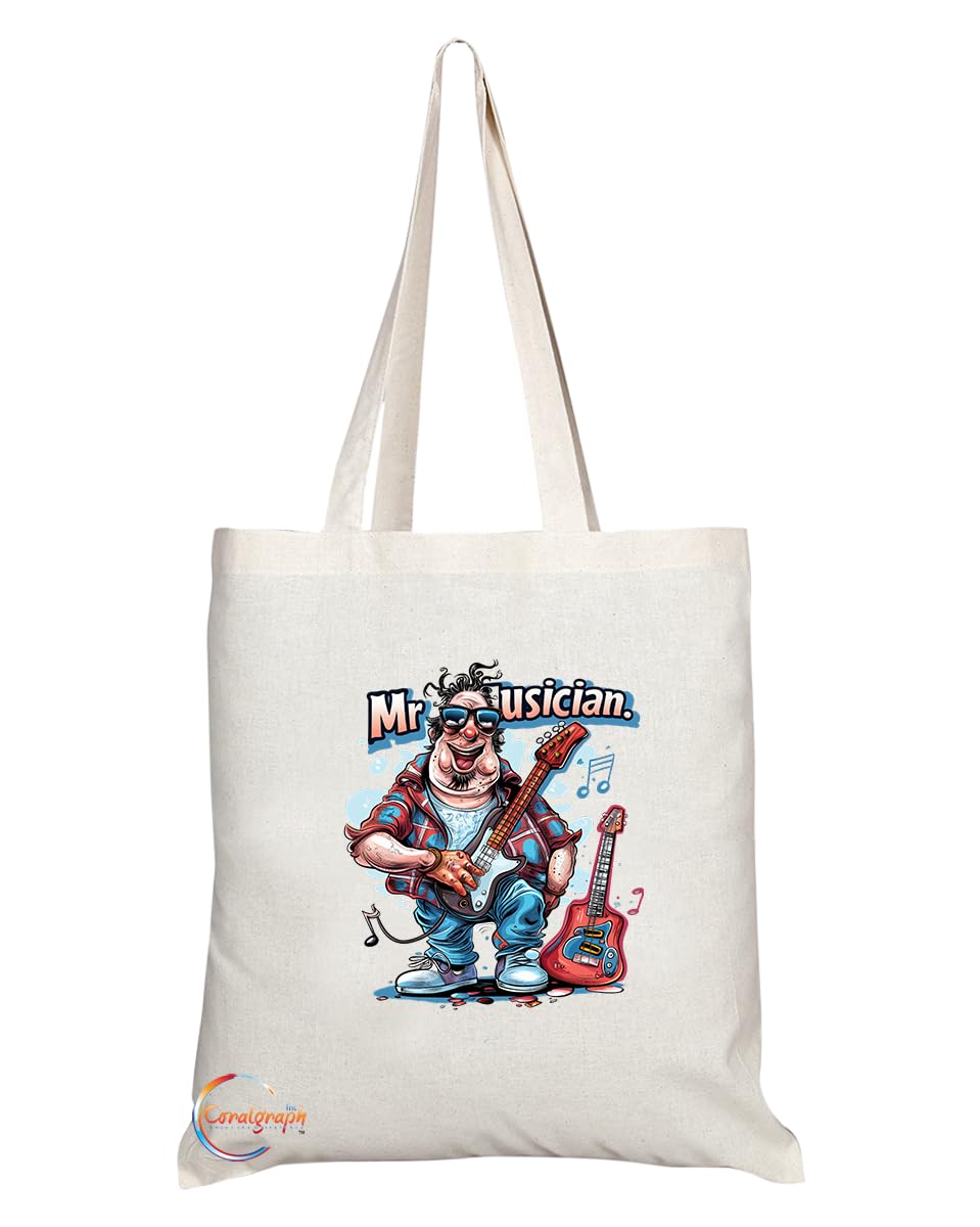 TB1987 Mr Musician Tote Bag - Ideal for Musicians, Music Lovers, and Band Members - Tote Bag with Artistic Design