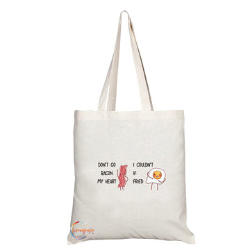TB1395 Dont go Bacon my Heart I Couldn't if I Fried Tea Novelty Present Gift Printed Eco-Friendly Stylish Long Handled Tote Shoulder Bag
