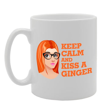 Keep Calm And Kiss A Ginger   Printed Tea Coffee Ceramic  Mg3044 - Funny Printed Coffee Mug - Great Gift Idea