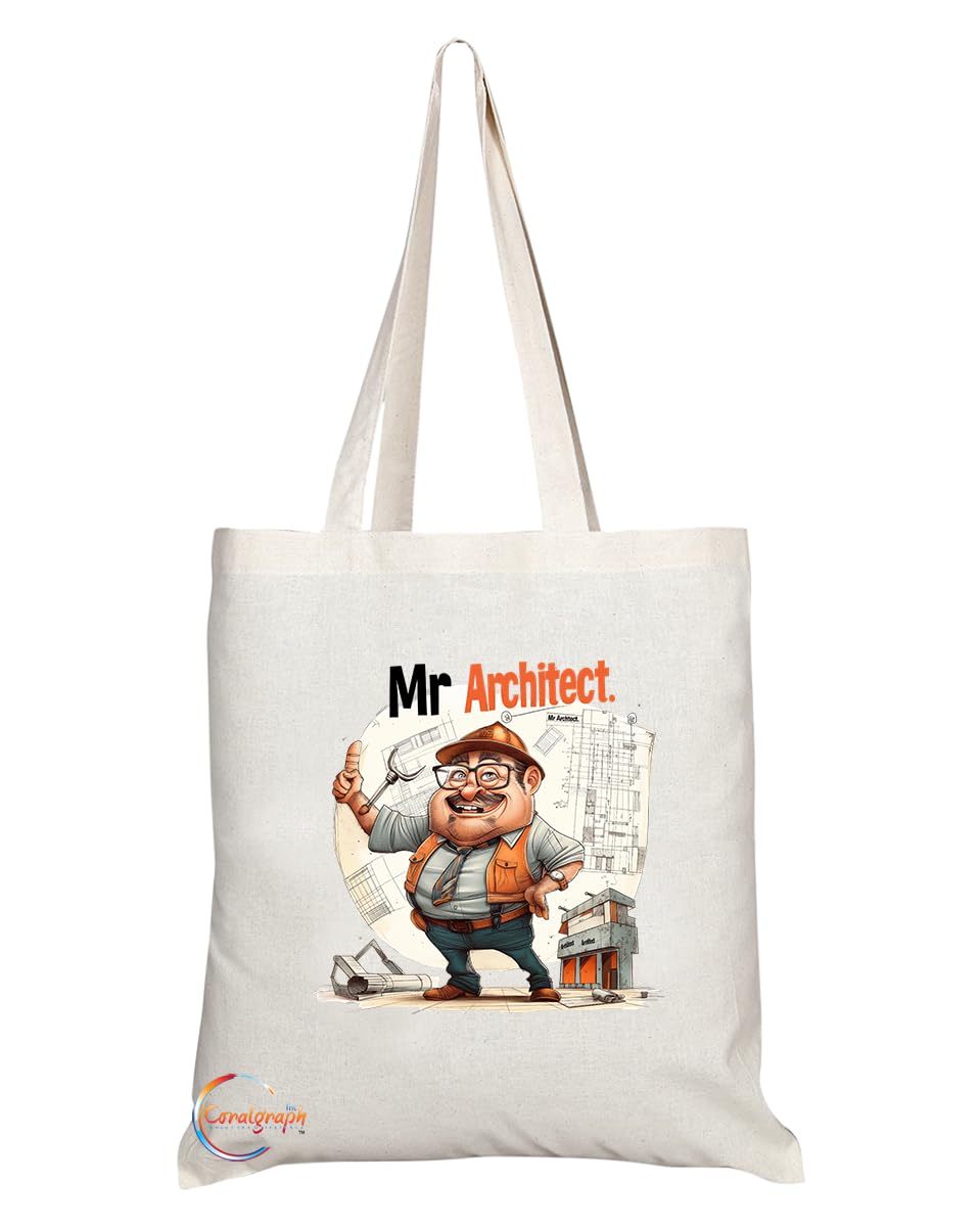 TB1847 Mr Architect Tote Bag - Great Gift for Architects, Design Enthusiasts, Urban Planners - Durable, Stylish, Eco-Friendly, Reusable, Spacious, and Lightweight
