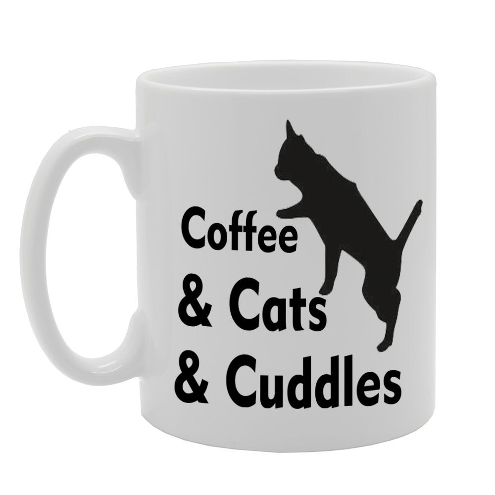 Coffee & Cats & Cuddles   Printed Tea Coffee Ceramic  Mg615 - Funny Printed Coffee Mug - Great Gift Idea