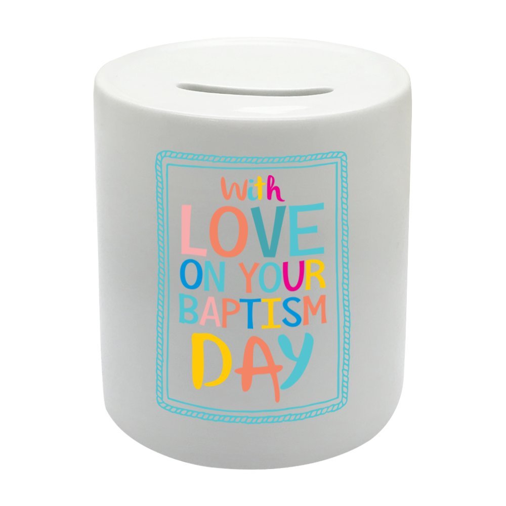 BS035 WITH LOVE ON YOUR BAPTISM DAY Novelty Gift Printed Ceramic Piggy Bank Money Saving Box