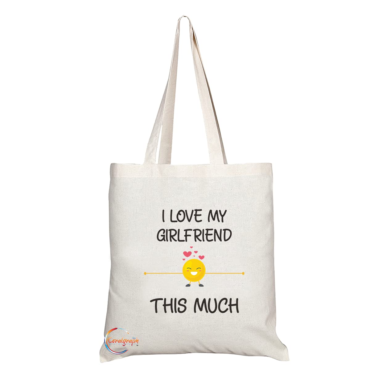 TB1173 Love My Girlfriend This Much Novelty Present Gift Printed Eco-Friendly Stylish Long Handled Tote Shoulder Bag