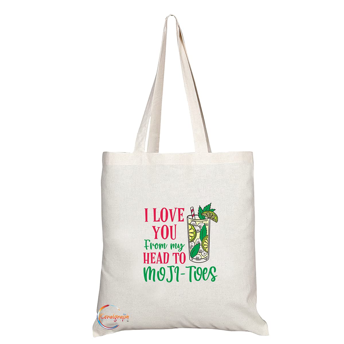 TB1419 I Love You from my Head to my Moji-toes Novelty Present Gift Printed Eco-Friendly Stylish Long Handled Tote Shoulder Bag