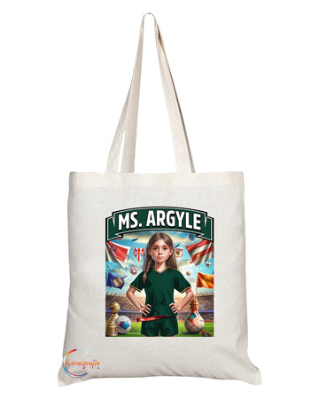 TB1638 Ms Argyle Footie Fan Lady Girl Tote Bag - Eco-Friendly, Stylish, Long Handled, Perfect Novelty Gift by