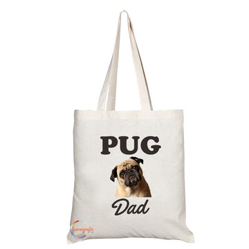 TB567 PUG Dad Novelty Present Gift Printed Eco-Friendly Stylish Long Handled Tote Shoulder Bag
