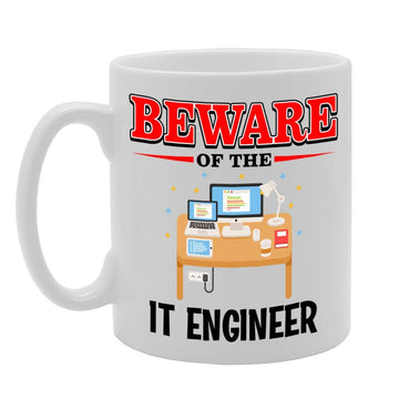 Beware Of The It Engineer   Printed Tea Coffee Ceramic  Mg4819 - Funny Printed Coffee Mug - Great Gift Idea