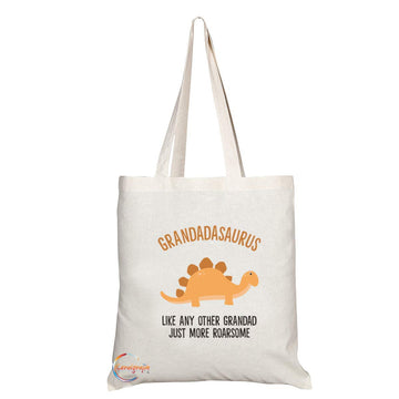 TB682 GRANDADASAURUS LIKE ANY OTHER GRANDAD JUST MORE ROARSOME Novelty Present Gift Printed Eco-Friendly Stylish Long Handled Tote Shoulder Bag