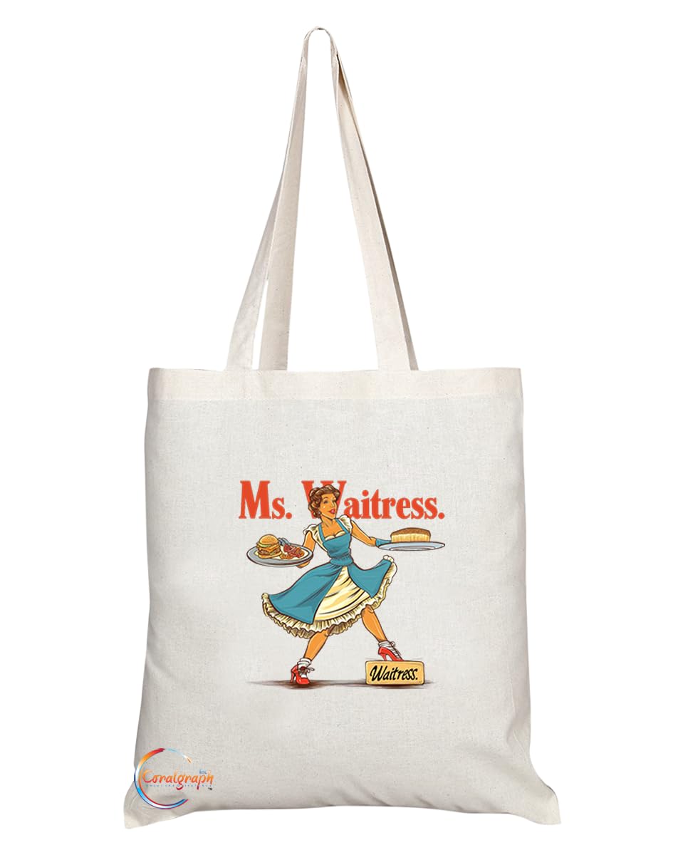 TB1977 Ms Waitress Tote Bag - Ideal for Waitresses, Food Service Workers, and Hospitality Staff - Tote Bag with Fun Design