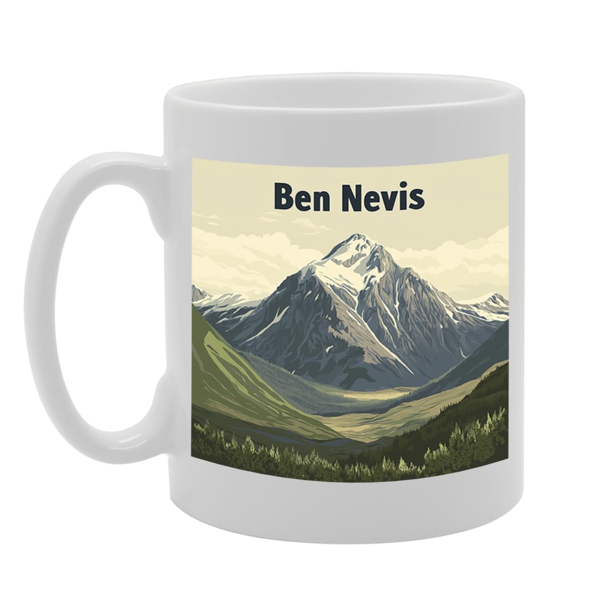 Printed Coffee Ceramic  Featuring Cities And Landmarks In United Kingdom (Ben Nevis) - Funny Printed Coffee Mug - Great Gift Idea
