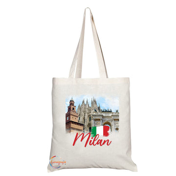 TB1538 Milan Italy - B Novelty Present Gift Printed Eco-Friendly Stylish Long Handled Tote Shoulder Bag