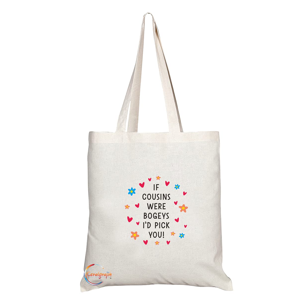 TB1351 If Cousins were Bogeys I'd Pick You Tea Novelty Present Gift Printed Eco-Friendly Stylish Long Handled Tote Shoulder Bag