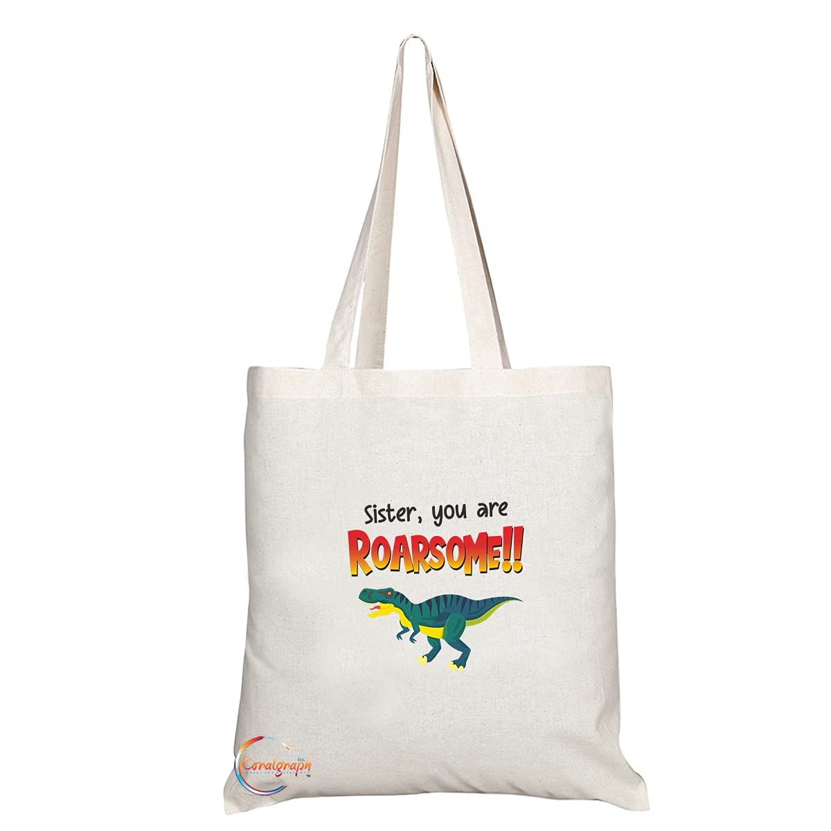 TB1393 Sister You are Roarsome Tea Novelty Present Gift Printed Eco-Friendly Stylish Long Handled Tote Shoulder Bag