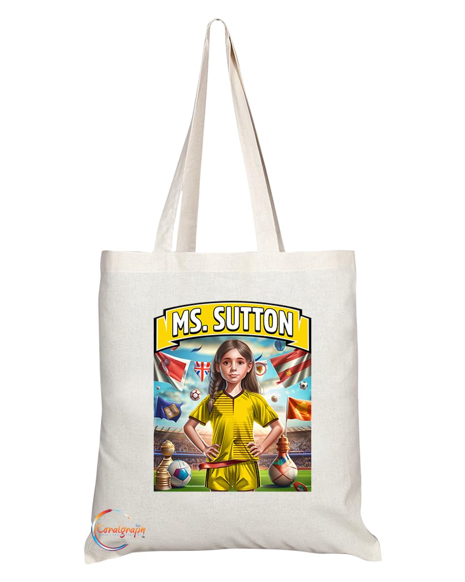 TB1693 Mrs Sutton Footie Fan Lady Girl Tote Bag - Eco-Friendly, Stylish, Long Handled, Perfect Novelty Gift by