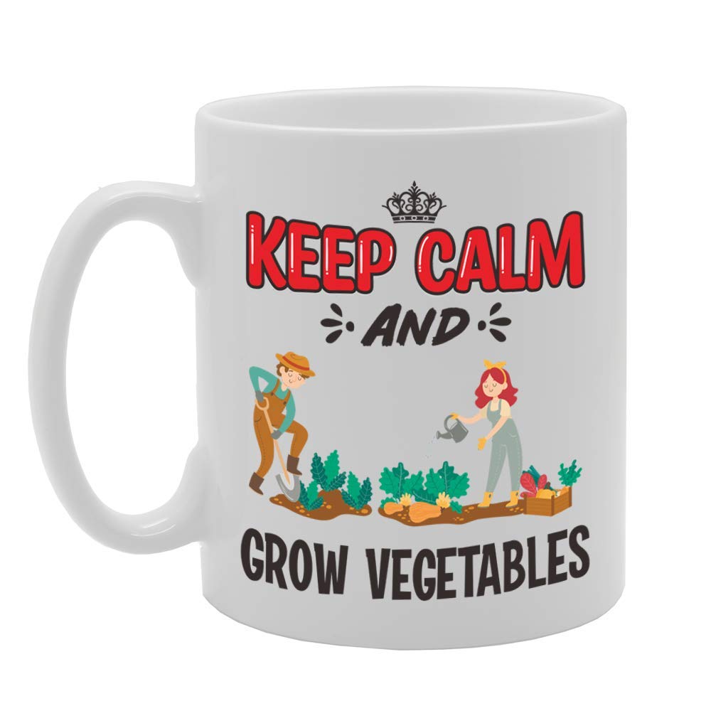 Keep Calm And Grow Vegetables   Printed Tea Coffee Ceramic  Mg5092 - Funny Printed Coffee Mug - Great Gift Idea