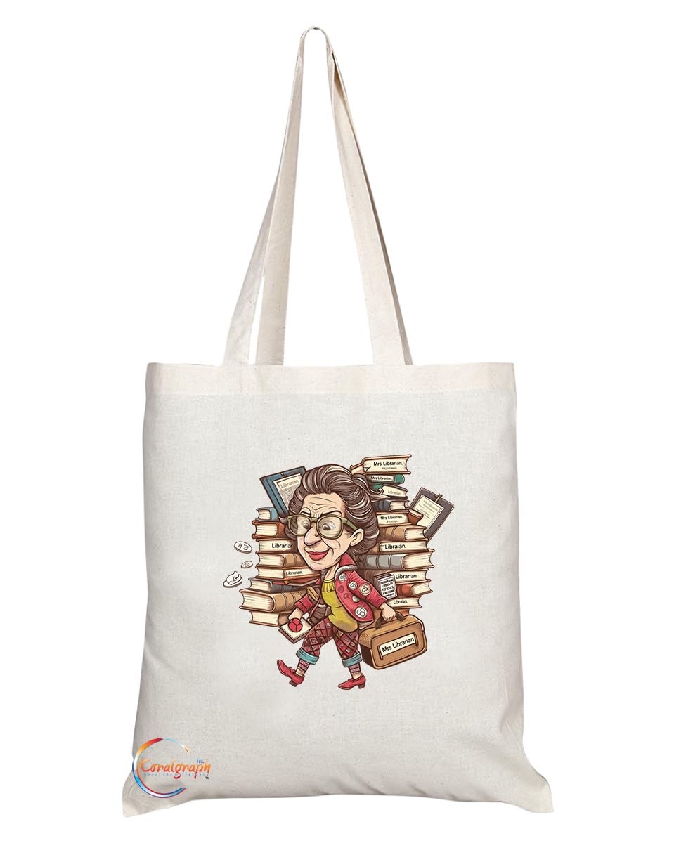 TB1844 Mrs Librarian Tote Bag - Great Gift for Librarians, Book Lovers, Bibliophiles - Durable, Stylish, Eco-Friendly, Reusable, Spacious, and Lightweight