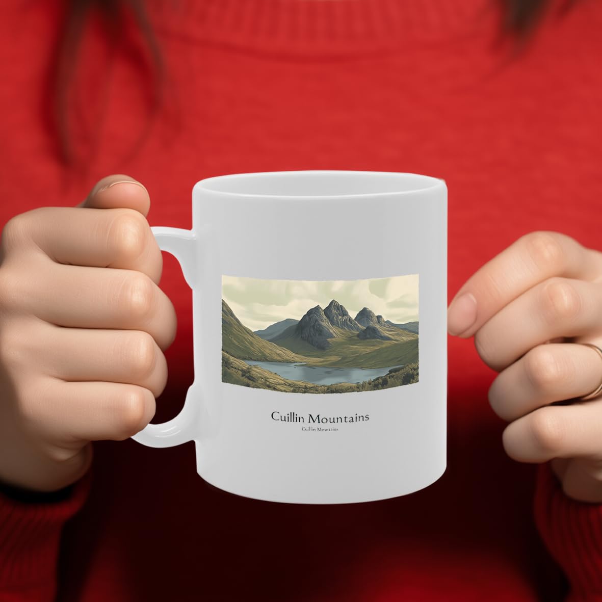 Printed Coffee Ceramic  Featuring Cities And Landmarks In United Kingdom (Cuillin Mountains) - Funny Printed Coffee Mug - Great Gift Idea