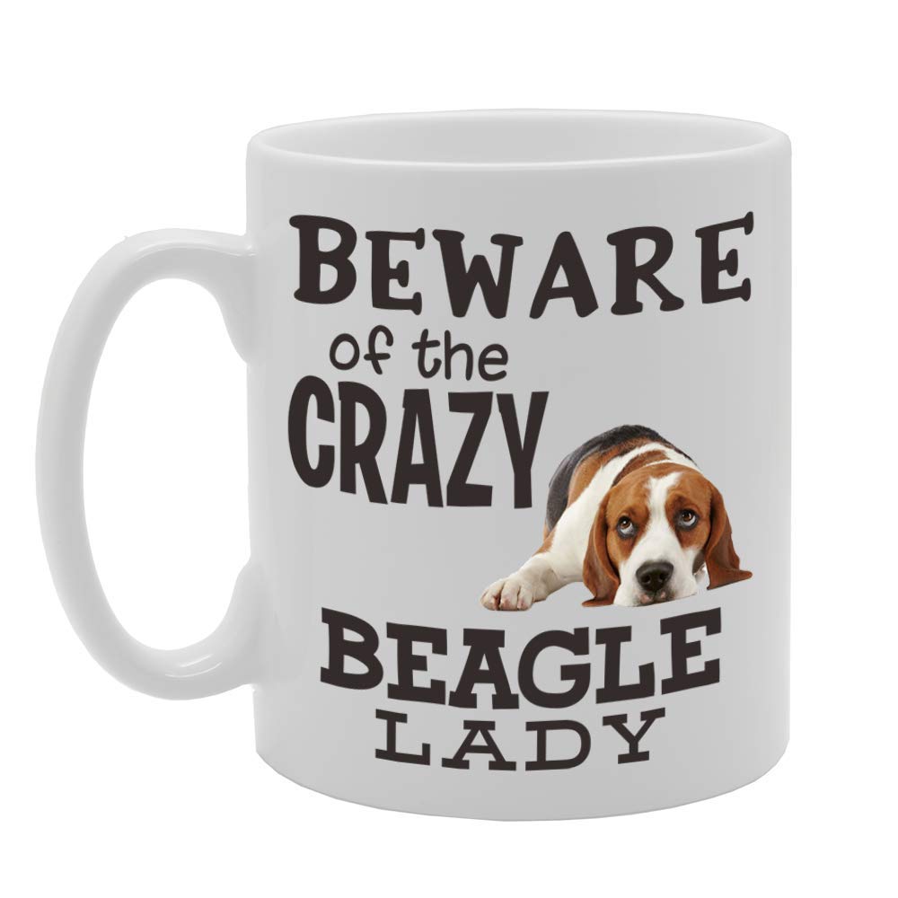 Beware! Of The Crazy Beagle Lady   Printed Tea Coffee Ceramic  Mg4529 - Funny Printed Coffee Mug - Great Gift Idea
