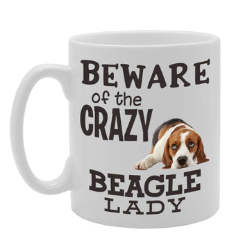 Beware! Of The Crazy Beagle Lady   Printed Tea Coffee Ceramic  Mg4529 - Funny Printed Coffee Mug - Great Gift Idea
