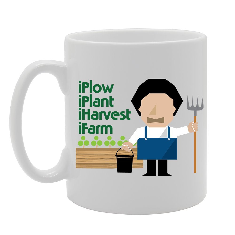 Slogan - Iplow Iplant Iharvest Ifarm   Printed Tea Coffee Ceramic  Mg3816 - Funny Printed Coffee Mug - Great Gift Idea