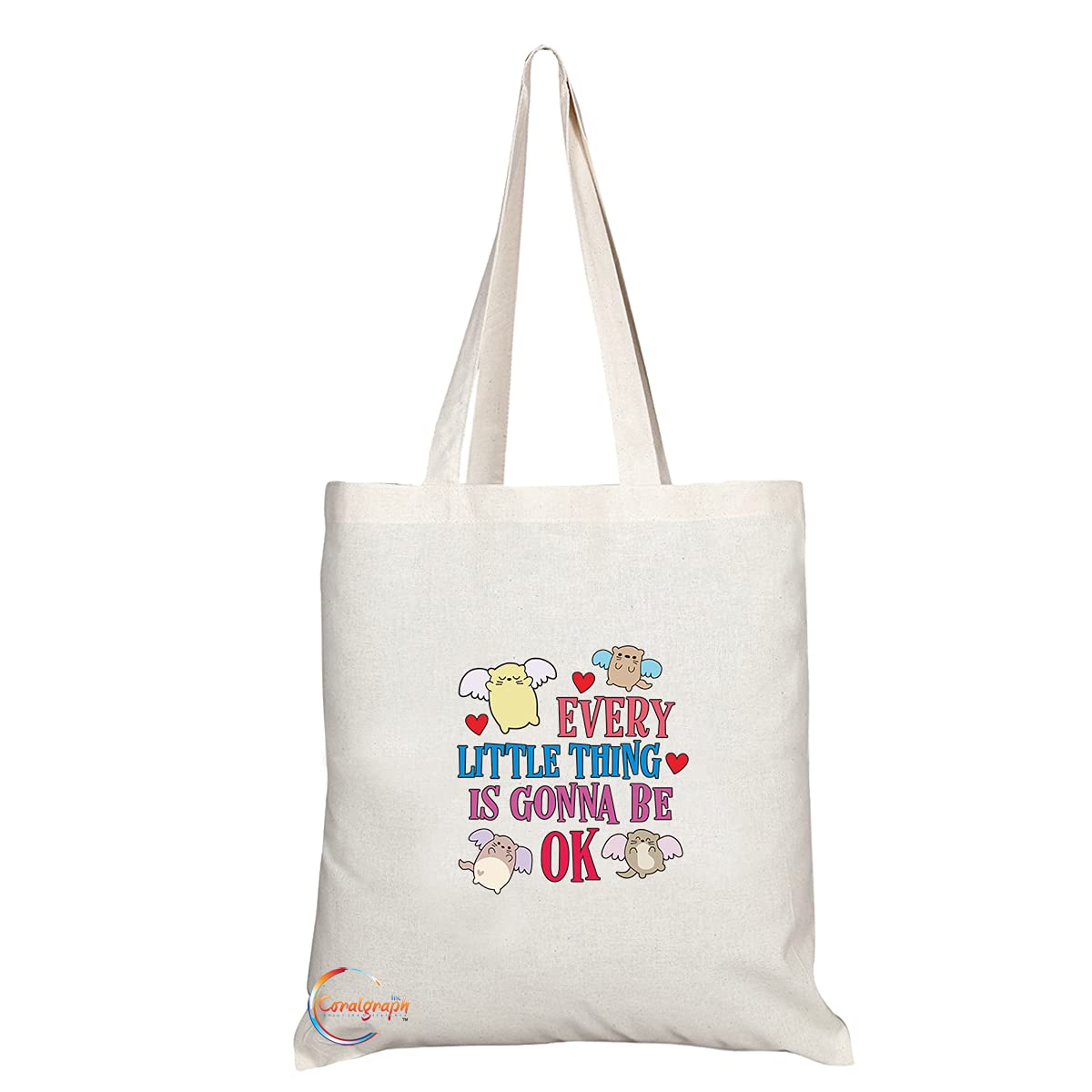 TB1325 Every Little Thing is Gonna be OK Tea Novelty Present Gift Printed Eco-Friendly Stylish Long Handled Tote Shoulder Bag