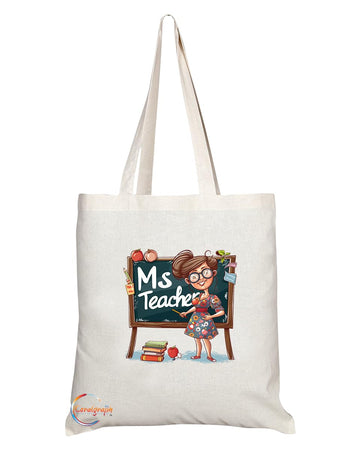 TB1989 Ms Teacher Tote Bag - Ideal for Educators, Teachers, and Mentors - Tote Bag with Inspirational Design