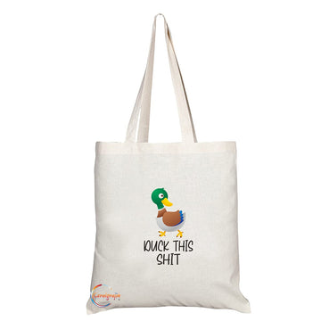 TB1312 Duck This Shit Tea Novelty Present Gift Printed Eco-Friendly Stylish Long Handled Tote Shoulder Bag