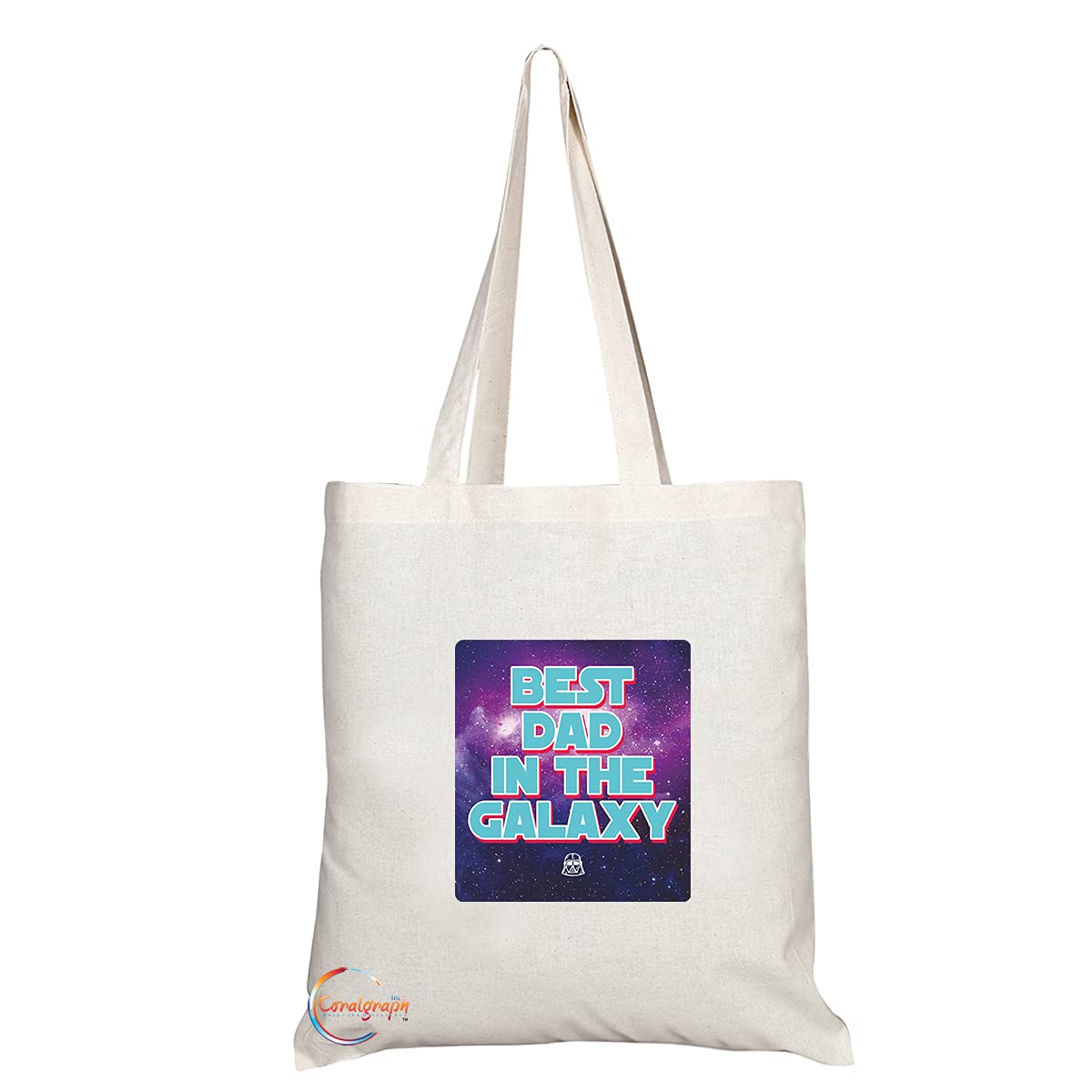 TB1403 Best Dad In The Galaxy Novelty Present Gift Printed Eco-Friendly Stylish Long Handled Tote Shoulder Bag