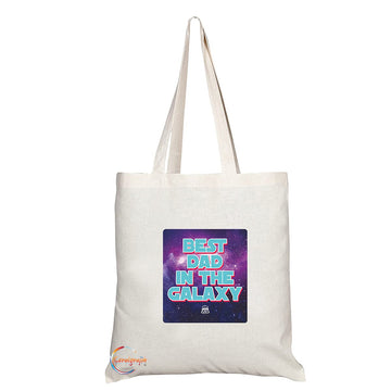 TB1403 Best Dad In The Galaxy Novelty Present Gift Printed Eco-Friendly Stylish Long Handled Tote Shoulder Bag