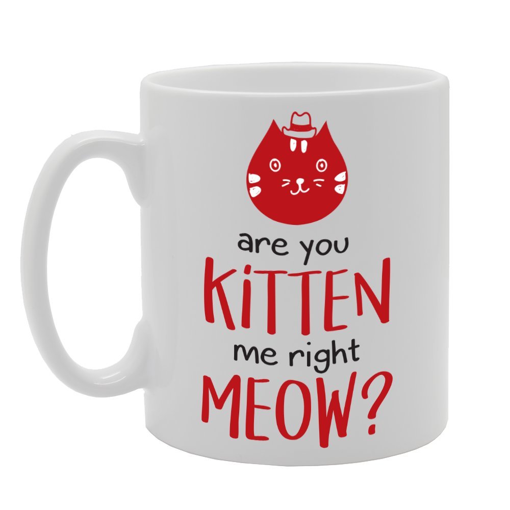 Are You Kitten Me Right Meow?   Printed Tea Coffee Ceramic  Mg1747 - Funny Printed Coffee Mug - Great Gift Idea