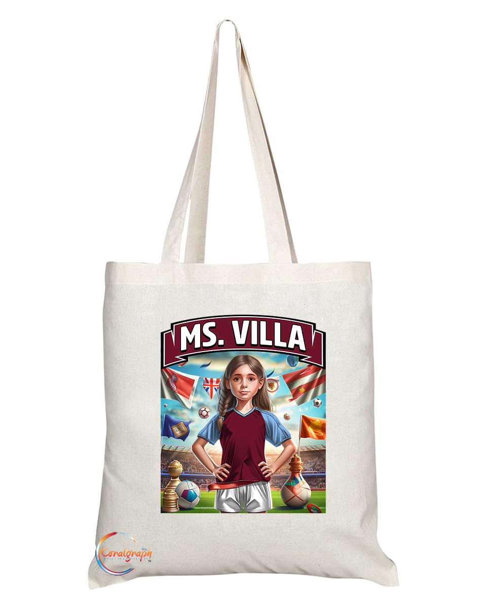 TB1604 Ms Villa Footie Fan Lady Girl Tote Bag - Eco-Friendly, Stylish, Long Handled, Perfect Novelty Gift by