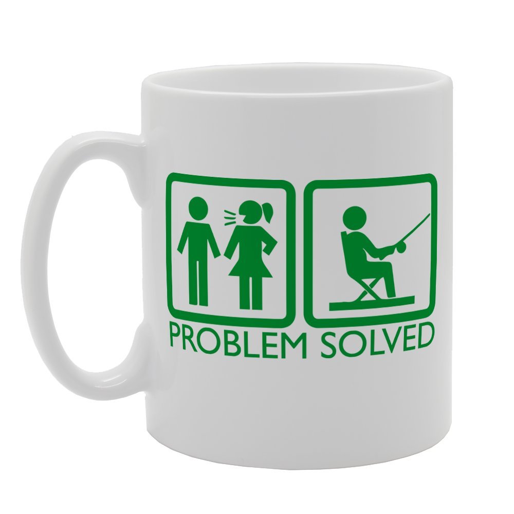 Problem Solved Funny Problem Solving Fishing   Printed Tea Coffee Ceramic  Mg2082 - Funny Printed Coffee Mug - Great Gift Idea