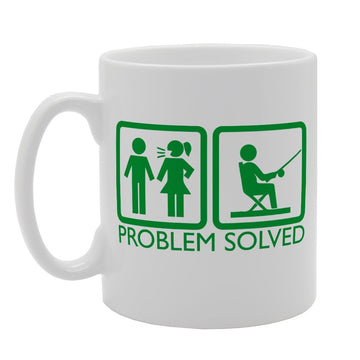 Problem Solved Funny Problem Solving Fishing   Printed Tea Coffee Ceramic  Mg2082 - Funny Printed Coffee Mug - Great Gift Idea
