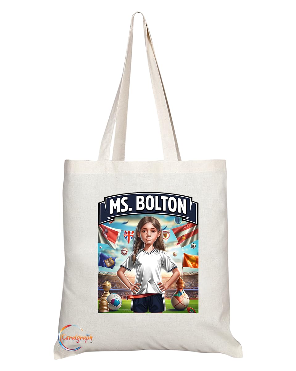 TB1647 Ms Bolton Footie Fan Lady Girl Tote Bag - Eco-Friendly, Stylish, Long Handled, Perfect Novelty Gift by
